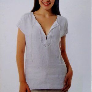 ❤️NWT Ellen Tracy Classic Linen Tunic w/ Crochet Trim